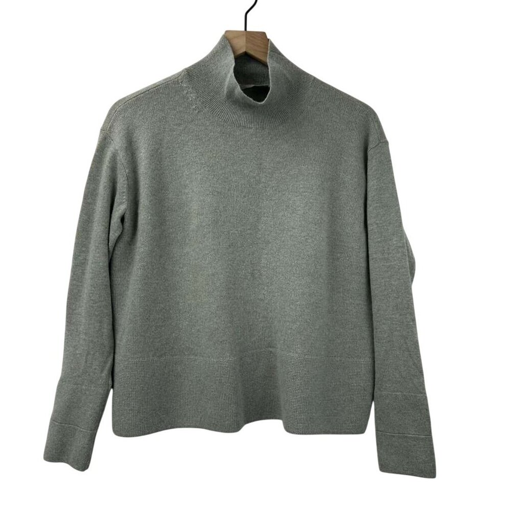 Everlane Women's Small 100% Cashmere Long Sleeve Light Green Mock Neck Sweater